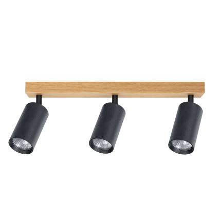 Brilagi - Oprawa punktowa SELE 3xGU10/30W/230V czarna/dekor dębu