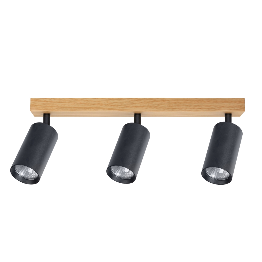 Brilagi - Oprawa punktowa SELE 3xGU10/30W/230V czarna/dekor dębu
