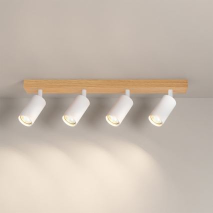 Brilagi - Oprawa punktowa SELE 4xGU10/30W/230V biała/dekor dębu