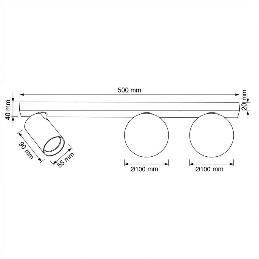 Brilagi - Oprawa punktowa SELE BALL 1xGU10/30W/230V + 2xG9/10W czarna