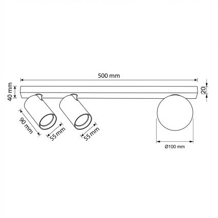 Brilagi - Oprawa punktowa SELE BALL 2xGU10/30W/230V + 1xG9/10W czarna