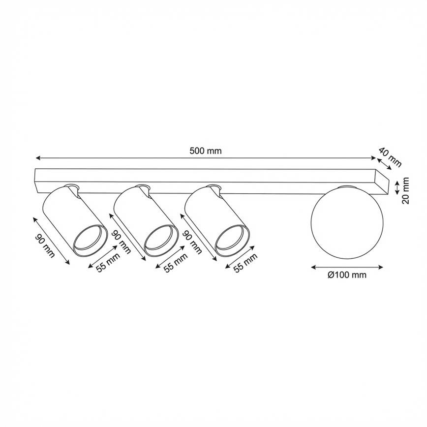 Brilagi - Oprawa punktowa SELE BALL 3xGU10/30W/230V + 1xG9/10W czarna