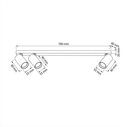BRILAGI - Oprawa punktowa SELE LONG 3xGU10/30W/230V czarna