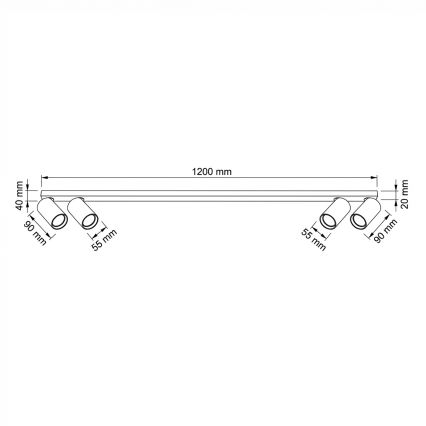 BRILAGI - Oprawa punktowa SELE LONG 4xGU10/30W/230V czarna