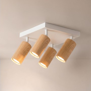 Brilagi - Oprawa punktowa SELE SQUARE 4xGU10/30W/230V biała/dekor dębu