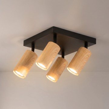 Brilagi - Oprawa punktowa SELE SQUARE 4xGU10/30W/230V czarna/dekor dębu