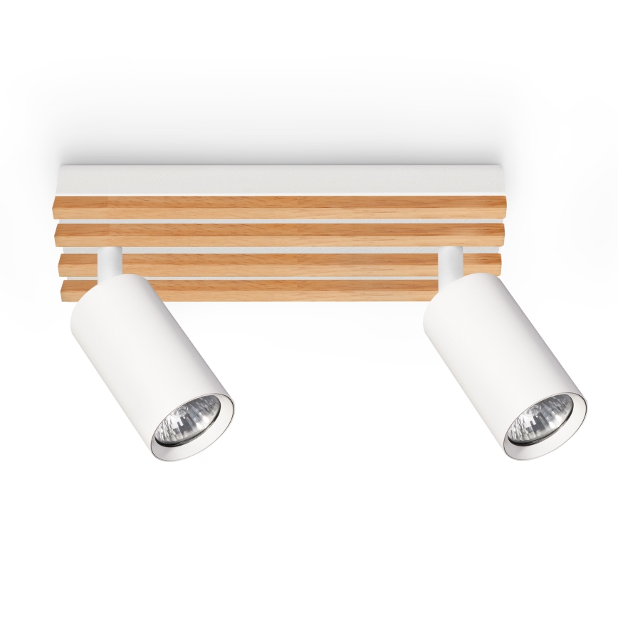 Brilagi - Oprawa punktowa SELE WOOD 2xGU10/30W/230V biały/drewno