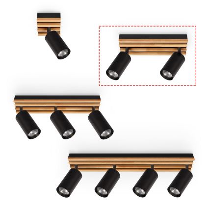 Brilagi - Oprawa punktowa SELE WOOD 2xGU10/30W/230V czarny/drewno