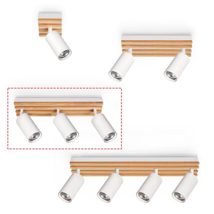 Brilagi - Oprawa punktowa SELE WOOD 3xGU10/30W/230V biały/drewno