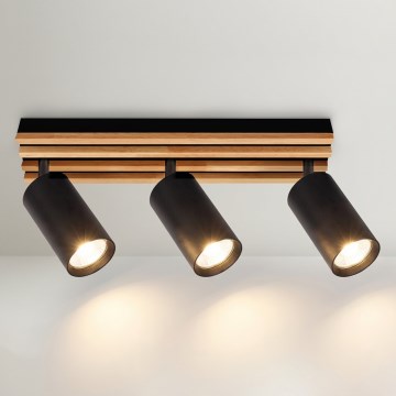 Brilagi - Oprawa punktowa SELE WOOD 3xGU10/30W/230V czarny/drewno