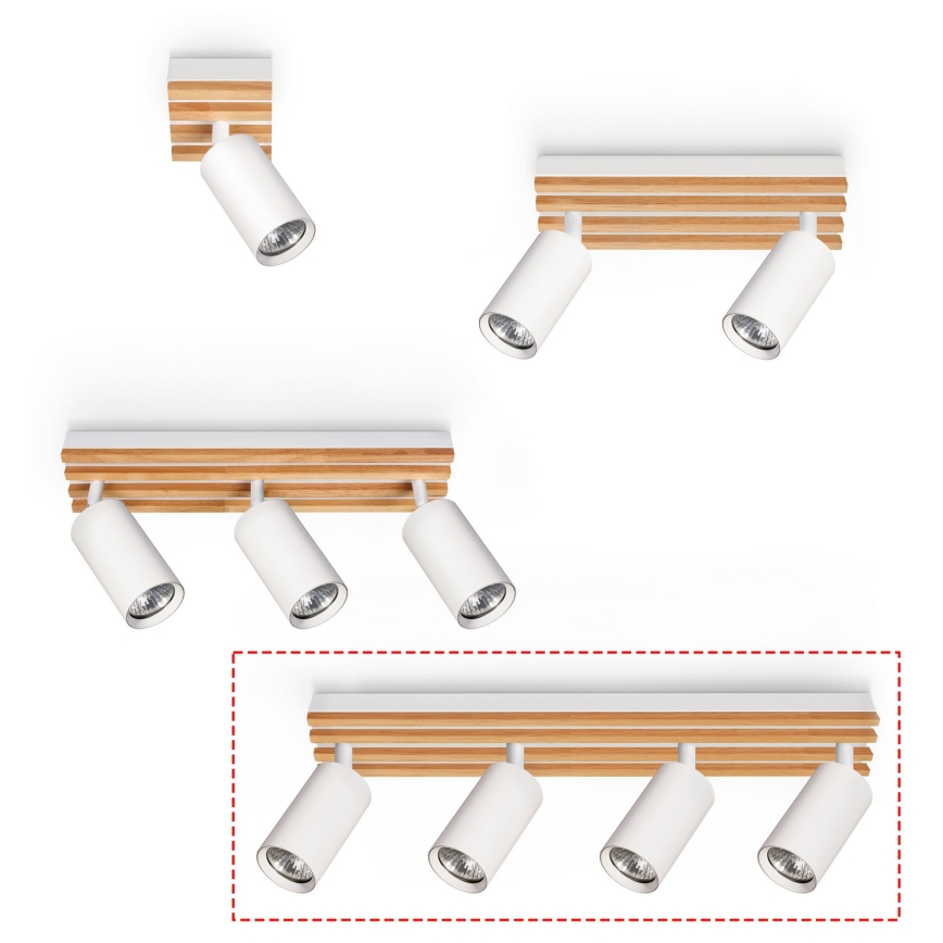 Brilagi - Oprawa punktowa SELE WOOD 4xGU10/30W/230V biały/drewno