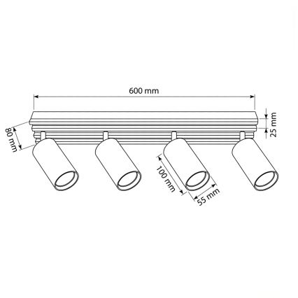 Brilagi - Oprawa punktowa SELE WOOD 4xGU10/30W/230V biały/drewno