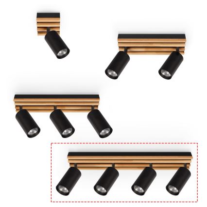 Brilagi - Oprawa punktowa SELE WOOD 4xGU10/30W/230V czarna/drewniana