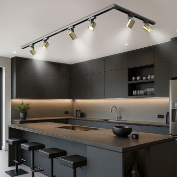 Brilagi - Oprawa punktowa w systemie szynowym HUSKY 6xGU10/10W/230V czarna/złota