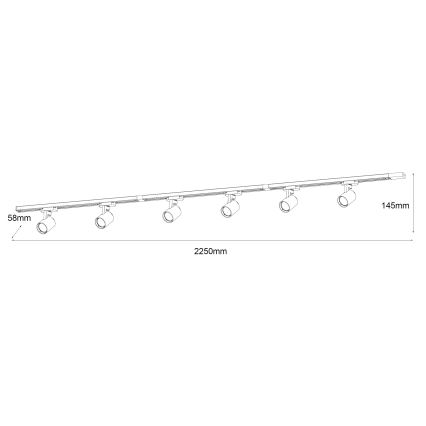 Brilagi - Oprawa punktowa w systemie szynowym HUSKY 6xGU10/10W/230V czarna/złota