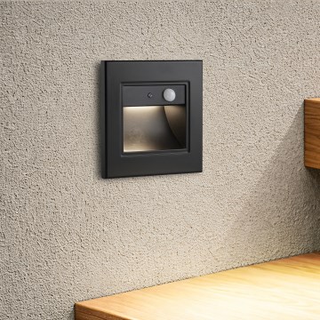 Brilagi - Oprawa schodowa LED z czujnikiem STEP LIGHT, 1,5 W, 230 V, IP44, czarna