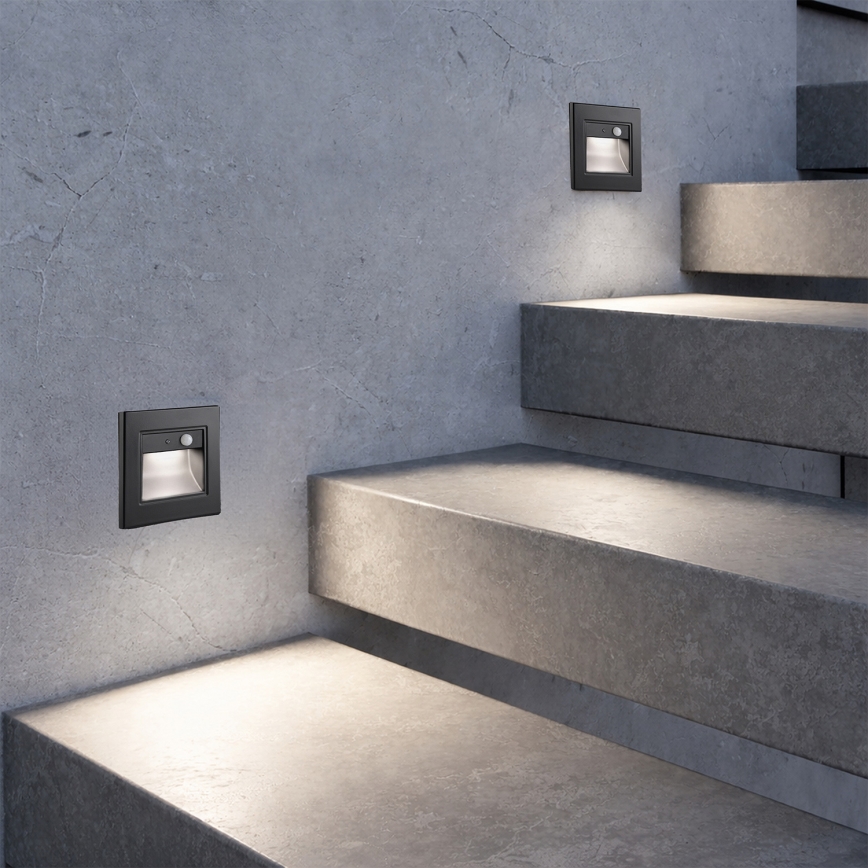 Brilagi - Oprawa schodowa LED z czujnikiem STEP LIGHT LED/1,5W/230V IP44 czarna