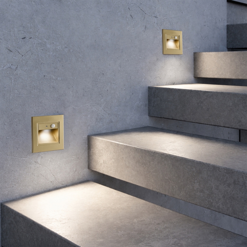 Brilagi - Oprawa schodowa LED z czujnikiem STEP LIGHT LED/1,5W/230V IP44 złota