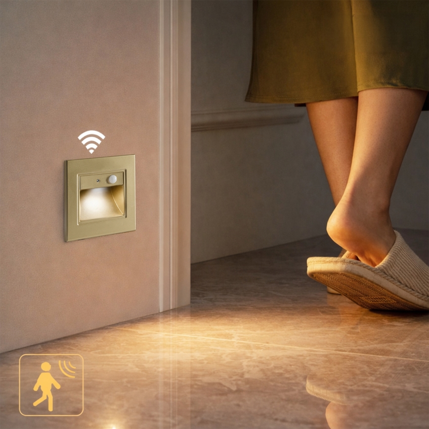 Brilagi - Oprawa schodowa LED z czujnikiem STEP LIGHT LED/1,5W/230V IP44 złota