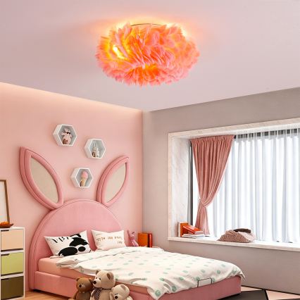 BRILAGI - Oprawa sufitowa FEATHER 3xE27/40W/230V śr. 40 cm różowa