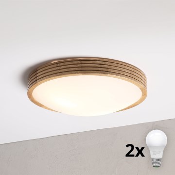 Brilagi - Oprawa sufitowa LED CARVALHO MODERN SLIM 2xE27/60W/230V Ø 37,5 cm dąb