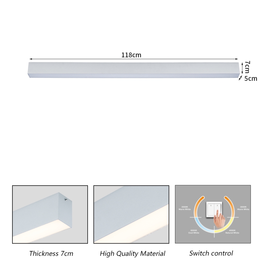 Brilagi - LED łazienkowa oprawa sufitowa SLEEKLINE LED/40W/230V 3000/4500/6000K srebrna IP44