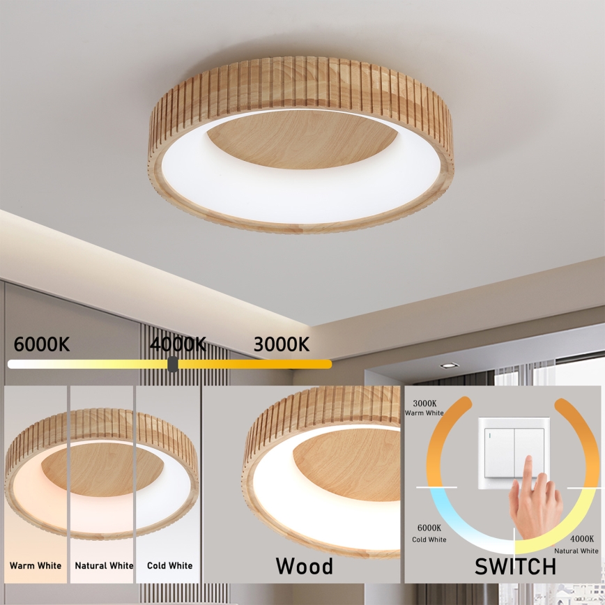 Brilagi - Oprawa sufitowa LED FALCON WOOD MODERN LED/30W/230V 3000/4000/6000K Ø 45 cm drewno