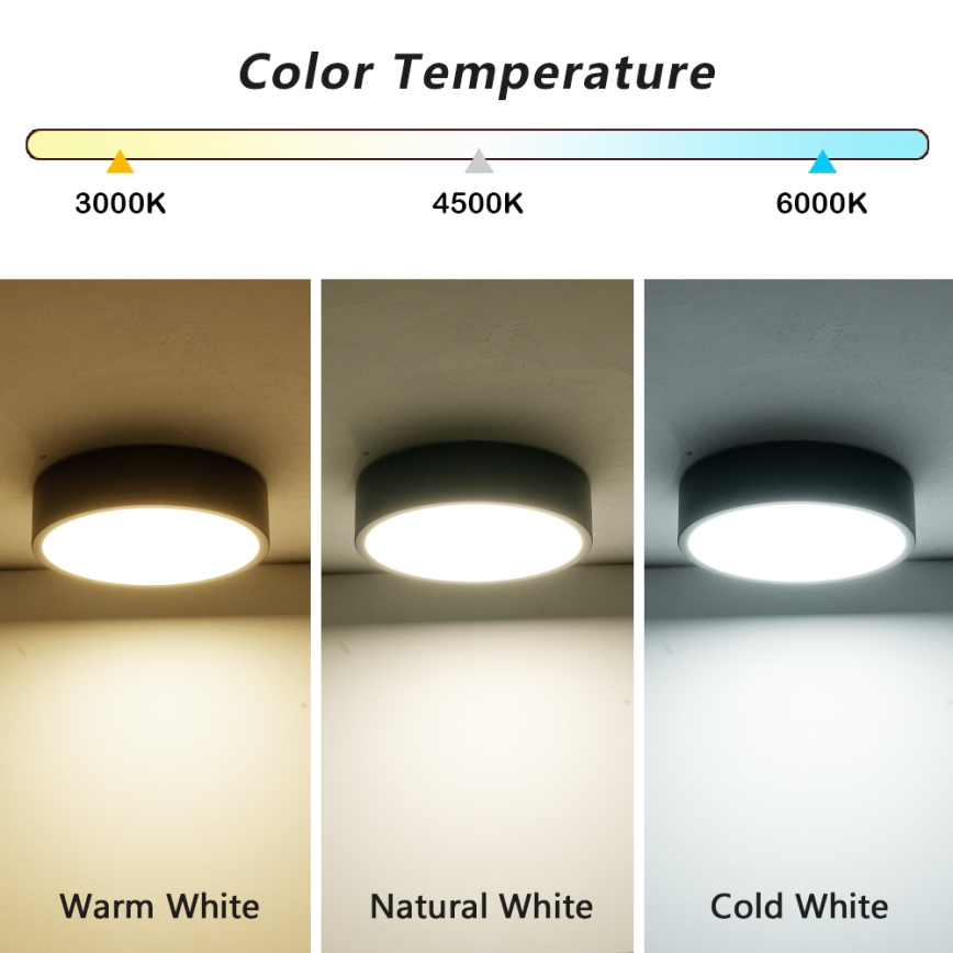 Brilagi - Oprawa sufitowa LED POOL 18W/230V 3000/4500/6000K Ø 20 cm czarna