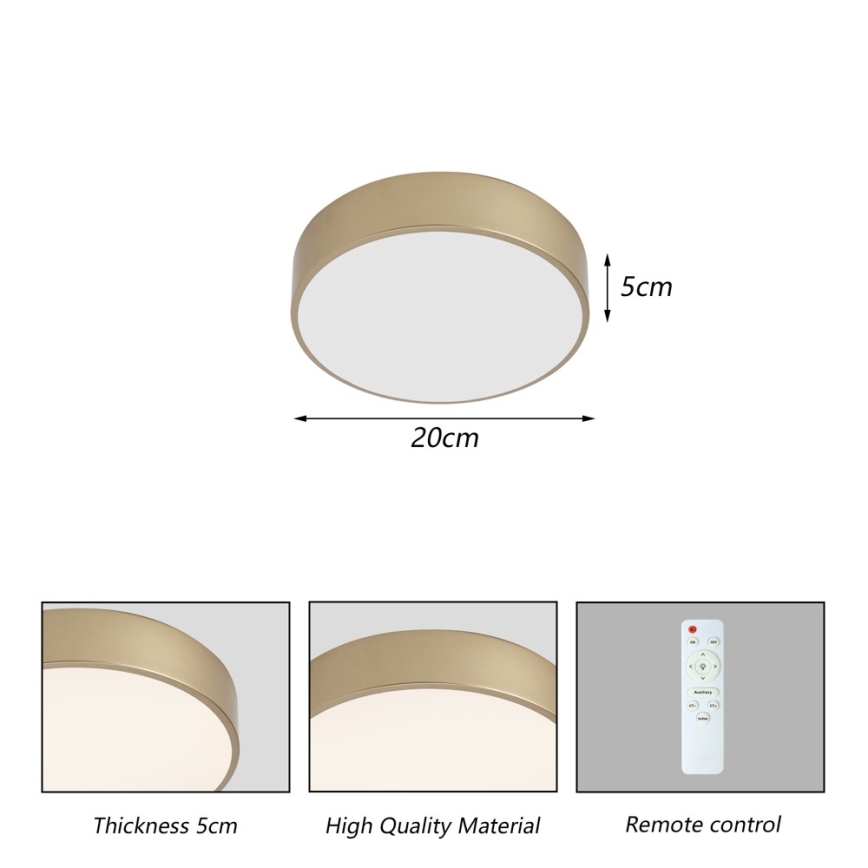 Brilagi - Oprawa sufitowa LED POOL/24W/230V 3000/4000/6000K śr. 20 cm złota