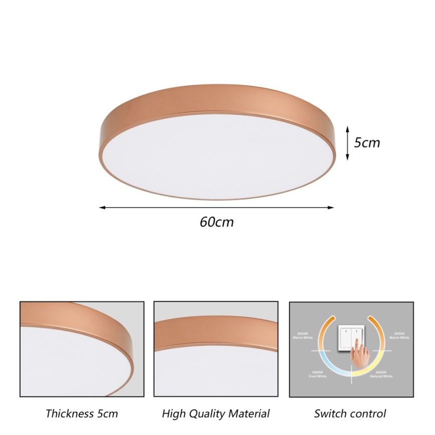Brilagi - Oprawa sufitowa LED POOL LED/60W/230V 3000/4000/6000K Ø 60 cm brązowa
