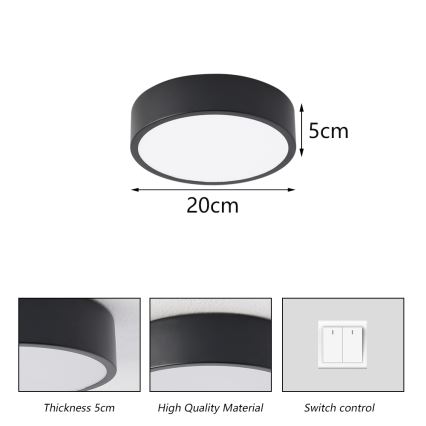 Brilagi - Oprawa sufitowa LED POOL LED/18W/230V 3000/4000/6000K Ø 20 cm czarna