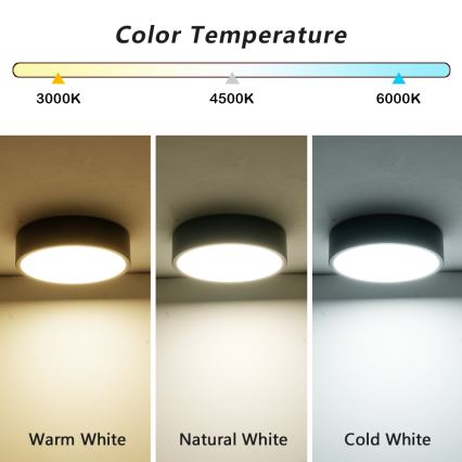 Brilagi - Oprawa sufitowa LED POOL LED/18W/230V 3000/4500/6000K Ø 20 cm czarna