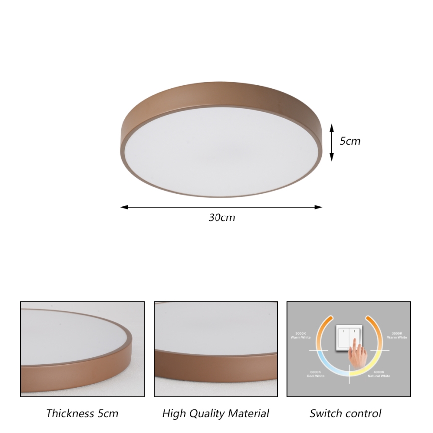 Brilagi - Oprawa sufitowa LED POOL LED/36W/230V 3000/4000/6000K Ø 30 cm, brązowa