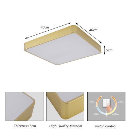 Brilagi - Oprawa sufitowa LED POOL LED/36W/230V 3000/4000/6000K 40x40 cm złota