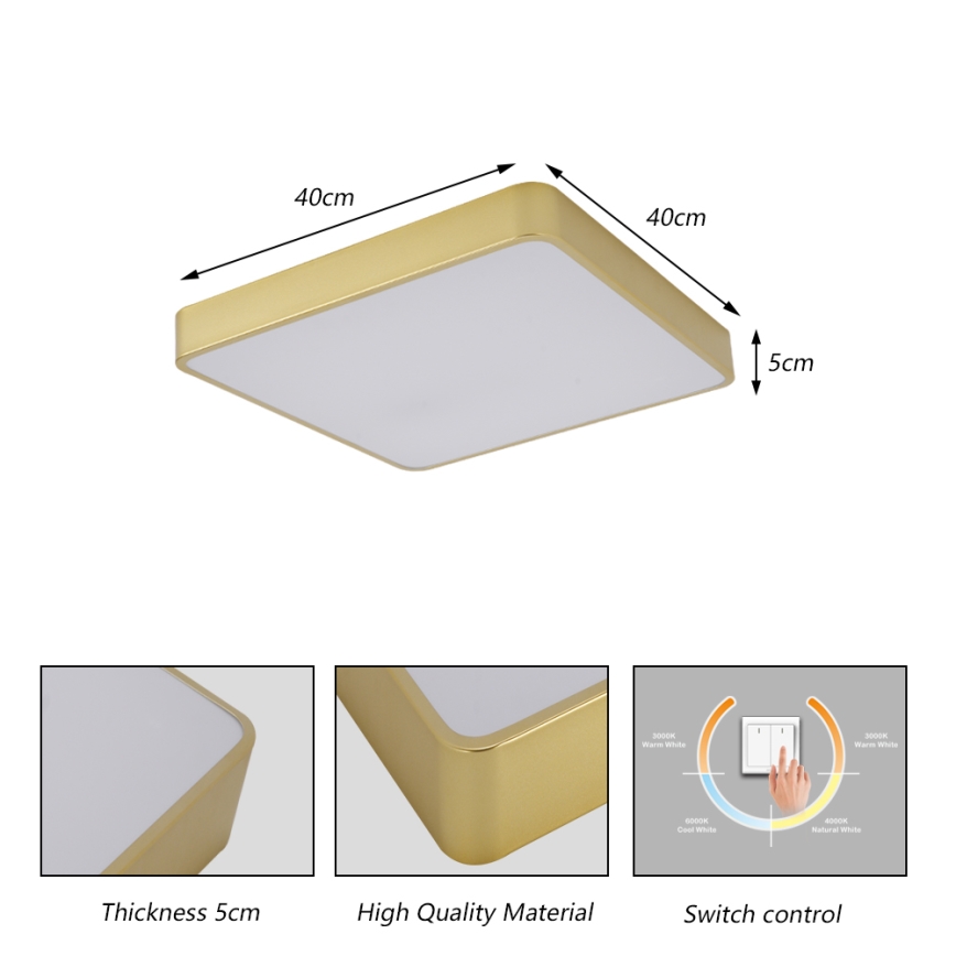 Brilagi - Oprawa sufitowa LED POOL LED/36W/230V 3000/4000/6000K 40x40 cm złota