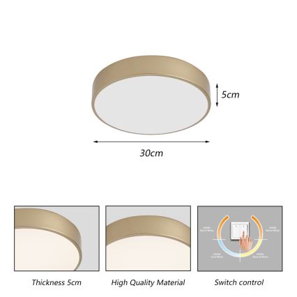 Brilagi - Oprawa sufitowa LED POOL LED/36W/230V 3000/4000/6000K Ø 30 cm złota