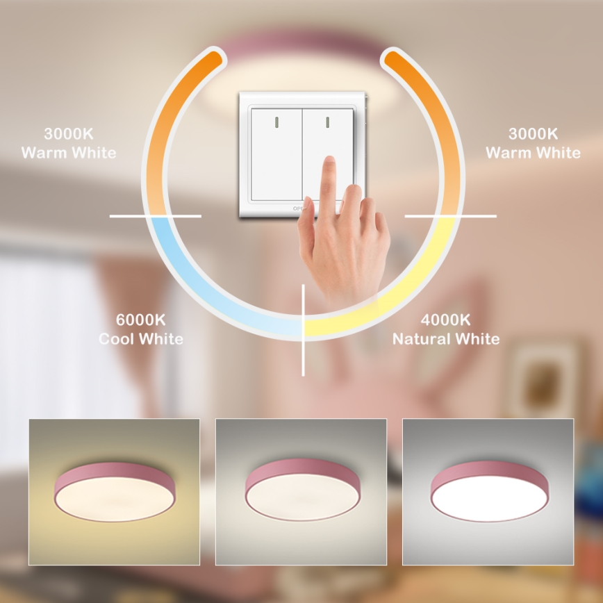 Brilagi - Oprawa sufitowa LED POOL LED/60W/230V 3000/4000/6000K Ø 60 cm różowa