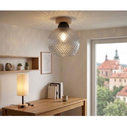 BRILAGI - LED Lampa sufitowa RETRO GLASS 1xE27/60W/230V śr. 25 cm dąb/dymnoszary
