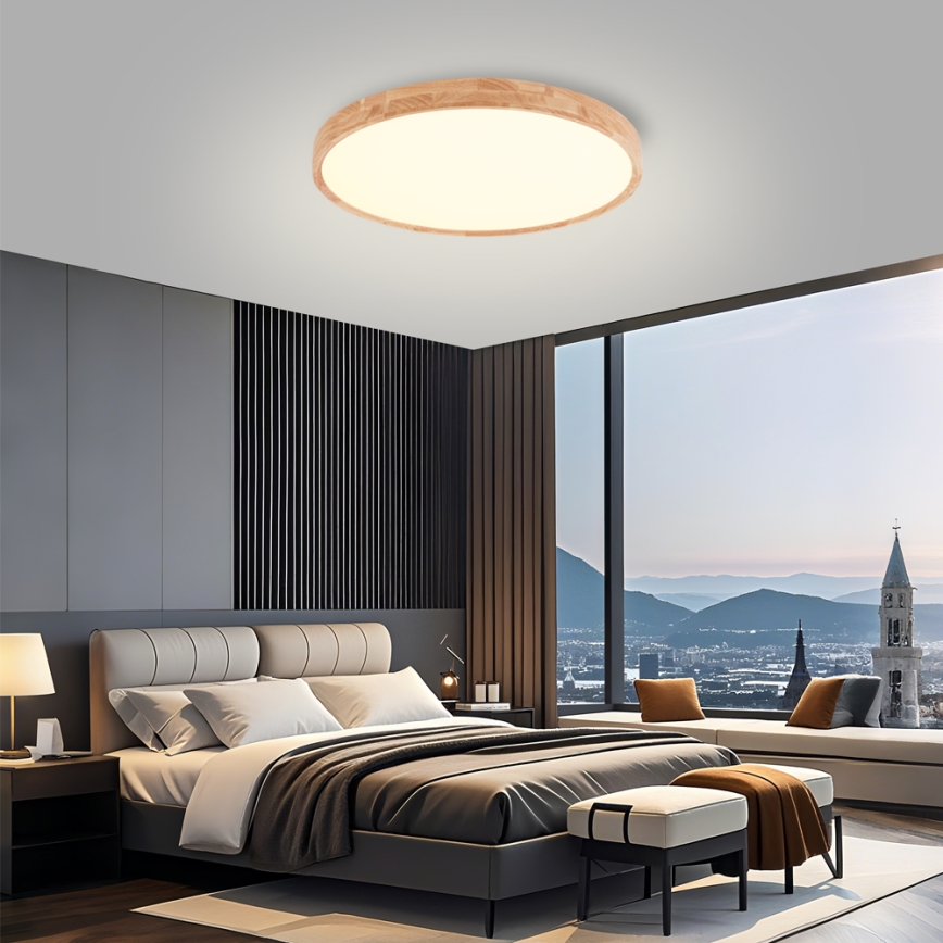 Brilagi - Oprawa sufitowa LED WOODROUND LED/40W/230V 3000/4000/6000K śred. 60 cm drewno CRI 90