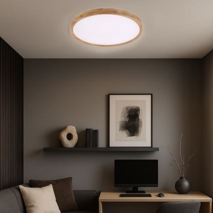 Brilagi - Oprawa sufitowa LED WOODROUND LED/40W/230V 3000/4000/6000K śred. 60 cm drewno CRI 90