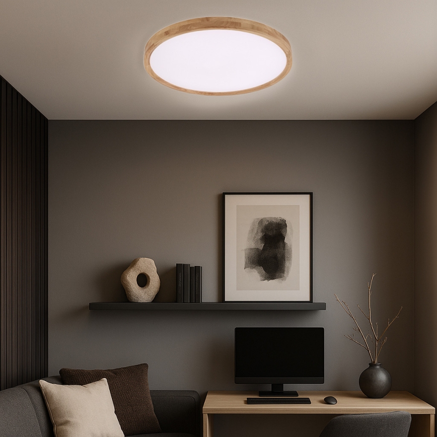 Brilagi - Oprawa sufitowa LED WOODROUND LED/40W/230V 3000/4000/6000K śred. 60 cm drewno CRI 90