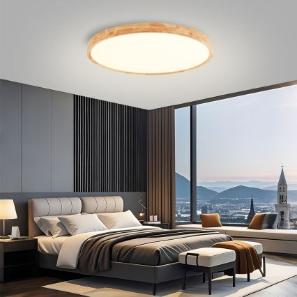 Brilagi - Lampa sufitowa LED WOODROUND LED/70W/230V 3000/4000/6000K śr. 80 cm drewno CRI 90