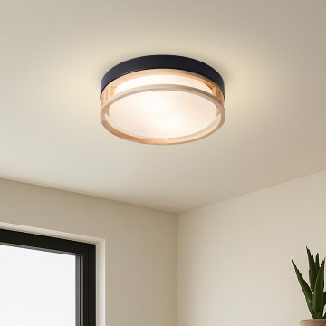 Brilagi - Oprawa sufitowa ORINO 2xE27/40W/230V śr. 27 cm czarna/dąb
