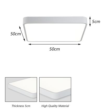 Brilagi - Oprawa sufitowa LED POOL SQUARE LED/48W/230V 3000/4500/6000K 50x50 cm biała