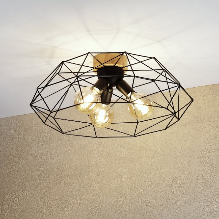 Brilagi - Oprawa sufitowa WOODY BASKET 3xE27/60W/230V śr. 60 cm dąb