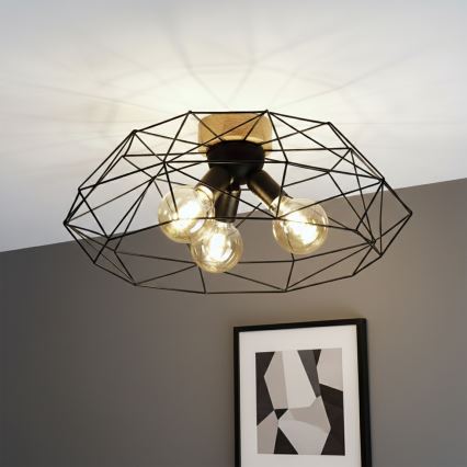 Brilagi - Oprawa sufitowa WOODY BASKET 3xE27/60W/230V śr. 60 cm dąb