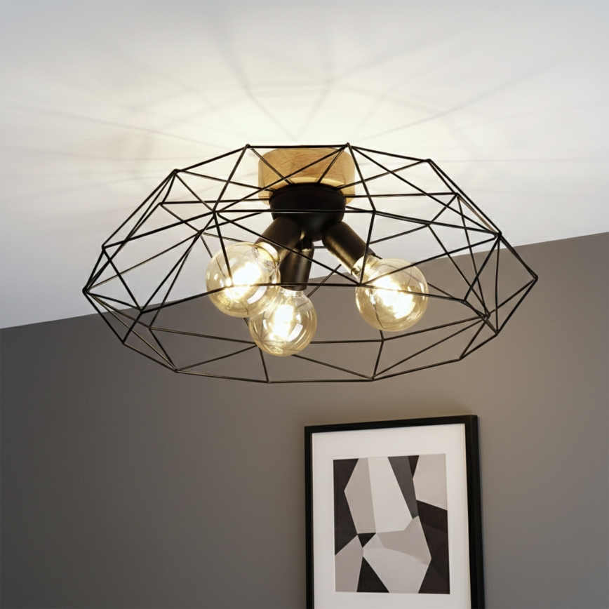 Brilagi - Oprawa sufitowa WOODY BASKET 3xE27/60W/230V śr. 60 cm dąb