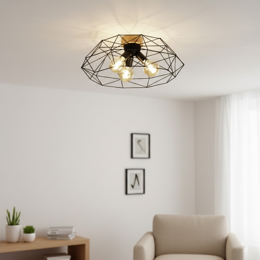 Brilagi - Oprawa sufitowa WOODY BASKET 3xE27/60W/230V śr. 60 cm dąb