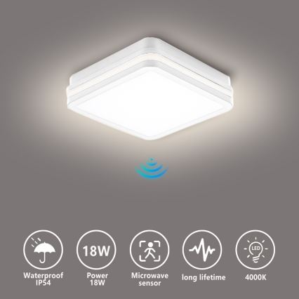 Brilagi - oprawa zewnętrzna LED z czujnikiem BENE LED/18W/230V 22x22 cm biała IP54
