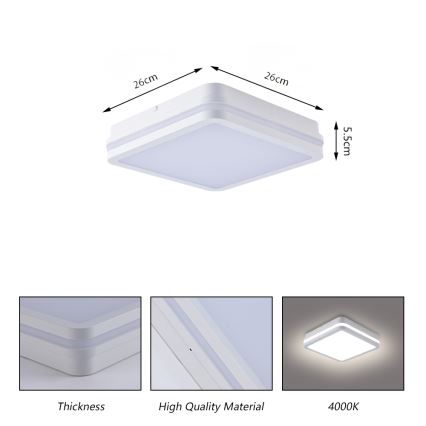 Brilagi - Oprawa zewnętrzna LED z czujnikiem BENE LED/24W/230V 26x26 cm biała IP54